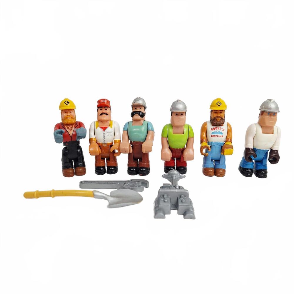 VINTAGE‎ Fisher-Price Husky Helpers Construction Figure LOT (6 Men + Tools)